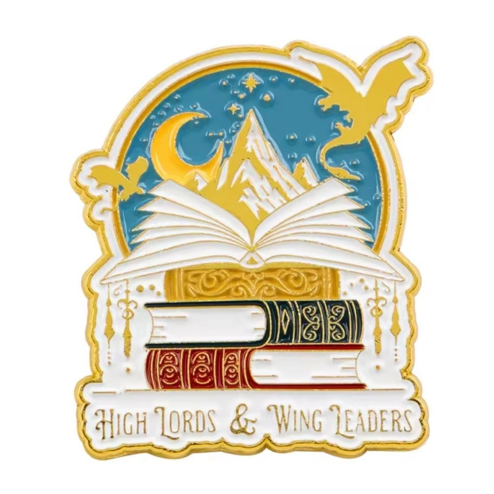 Fantasy Enamel Pin ACOTAR Fourth Wing with Books and Dragons
